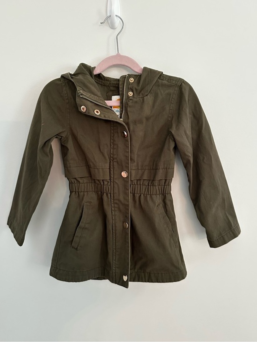C&C California Girls Olive Green Hooded Anorak Utility Jacket size 4T